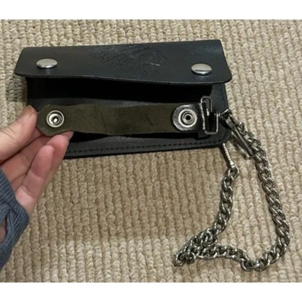Wallet Genuine Leather USA Chain Cool moto biker retro outsiders western chief